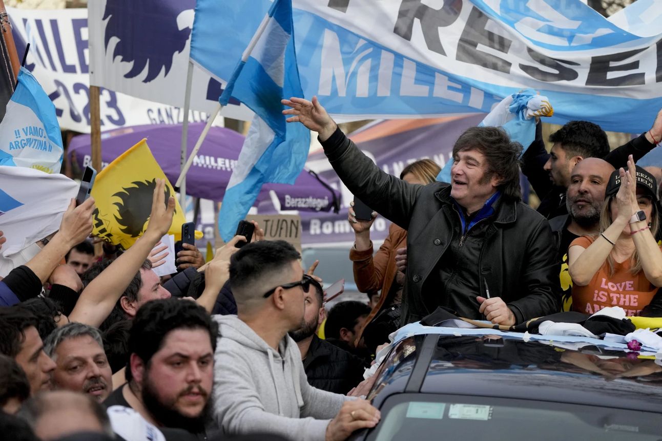 Javier Milei at a campaign event on September 12. Photo: Natasha Pisarenko/AP